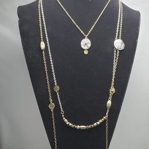 RUFF HEWN  bohemian style gold silver multi strand necklace
